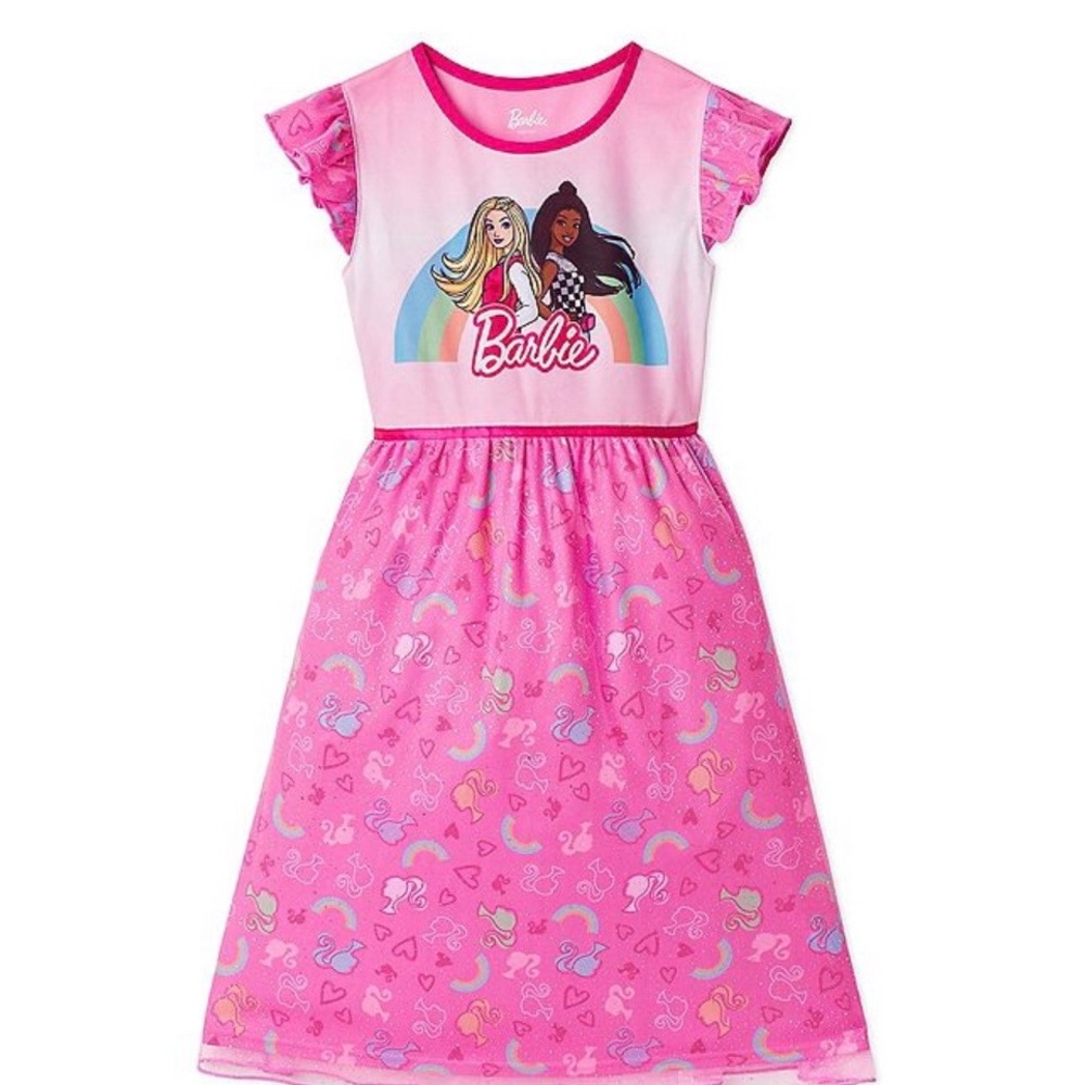 Barbie Pink Rainbow fantasy Nightgown Girls 8